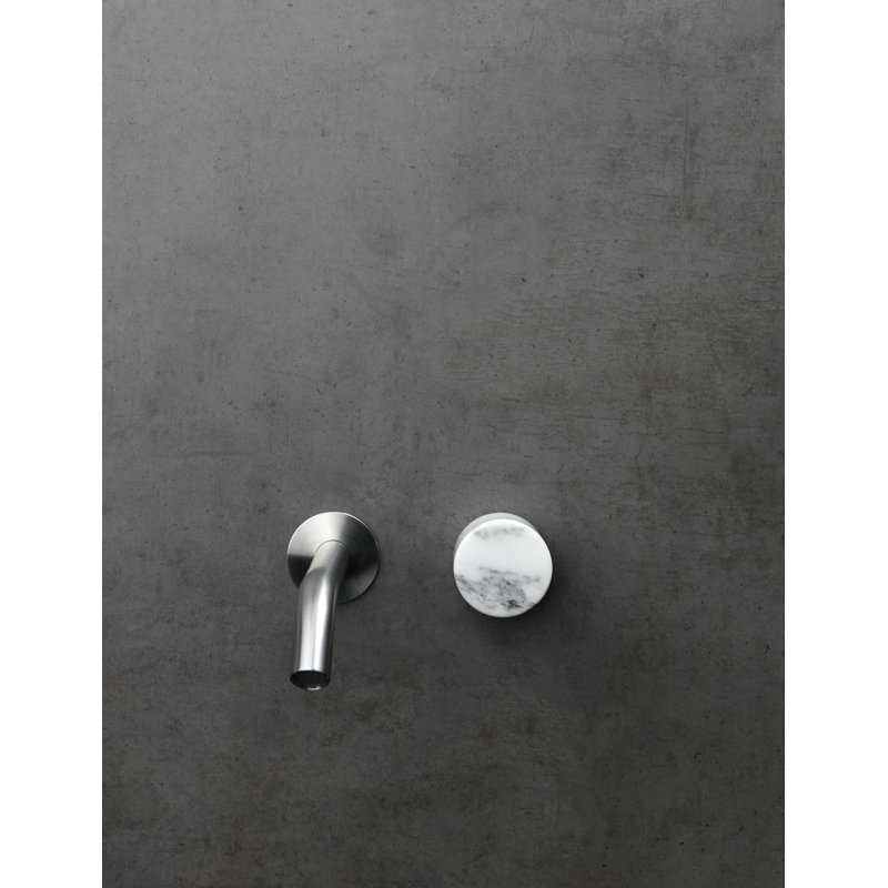 Acquaco Linki Marble Wall Mount Two-Hole Single Handle Bathroom Lavatory Faucet with 5'' Spout Reach