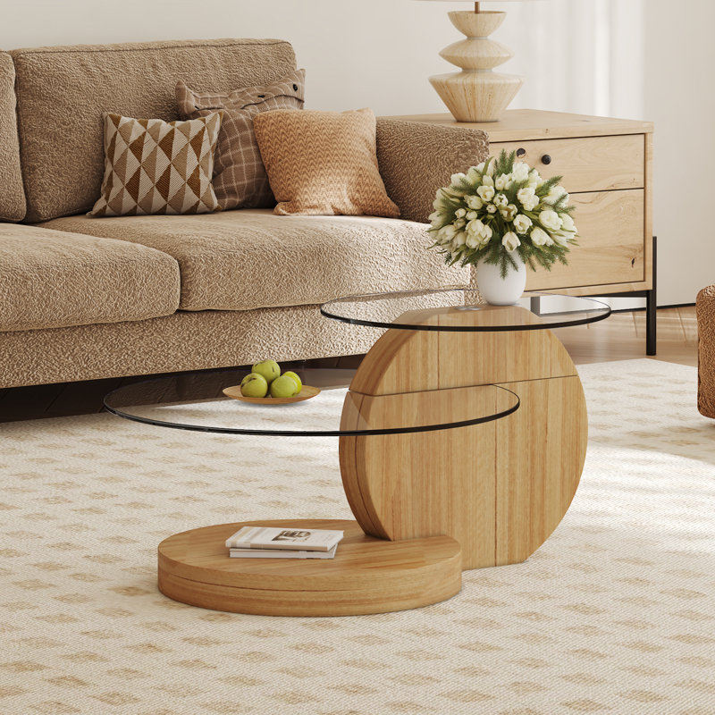 Table basse gigogne moderne Varese, Jaune, Clair, H 17 po x l 42 po x P 31,5 po