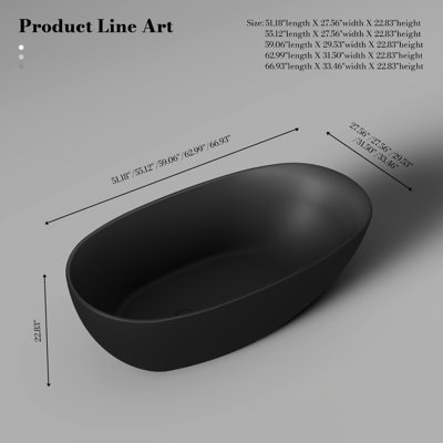 MonBlari 51'' X 27.5'' FreeStanding Black Soaking Acrylic Bathtub With Overflow And Pop-Up Drain For Bathroom