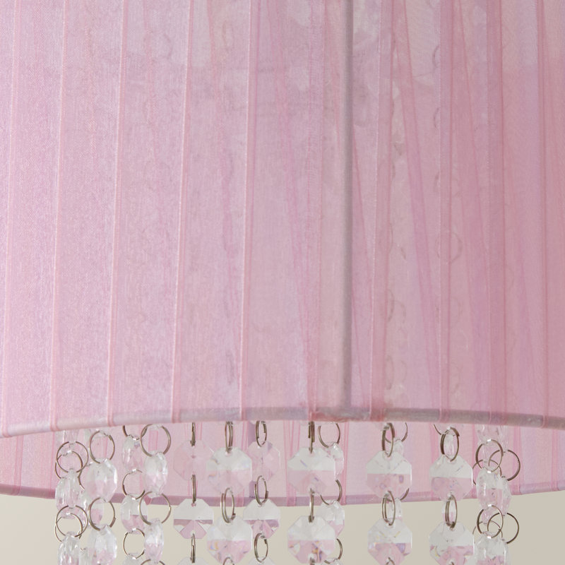 28cm H Fabric Drum Pendant Shade ( Screw On ), Light Pink