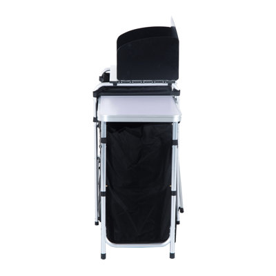 Portable Camping Table - Aluminum, Foldable With Windshield And 3 Cupboards For Backyard Bbq Use Aluminum Cooking Table: Windscreen Bbq, Party, Picnic, Backyard. Spacious Design, Outdoor