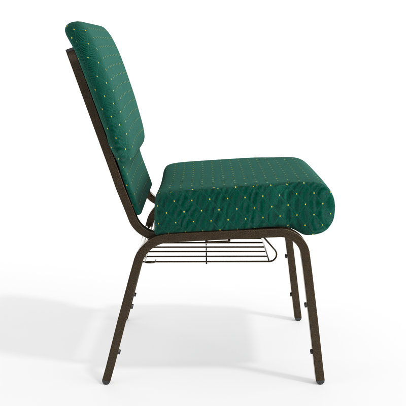 Chaise d'église l 21,25 po Mikolaj, Veine d'or, Motif à pois vert forêt