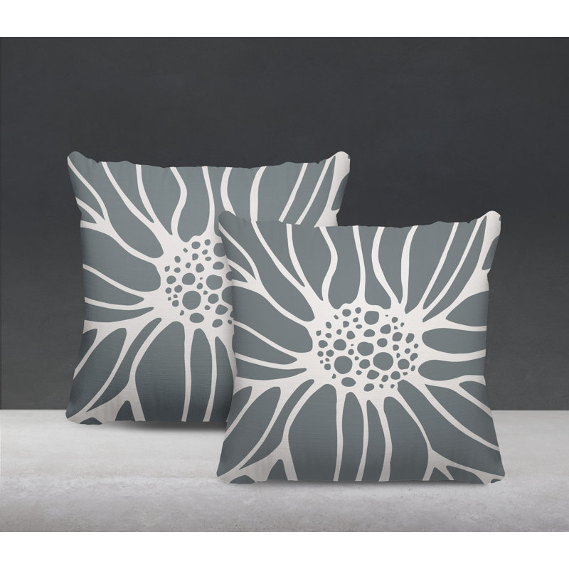 Housse et insert de coussin décoratif intérieur / extérieur en mélange de polyester, L 15 po x H 15 po, Gris