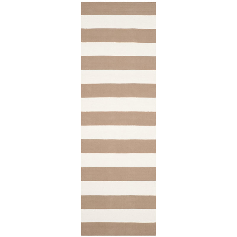 Tapis rayé en coton tissé à la main Dirit, Tapis de couloir 2 pi 3 po x 7 pi