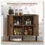 Armoire de rangement décorative avec portes à lattes et pieds en métal