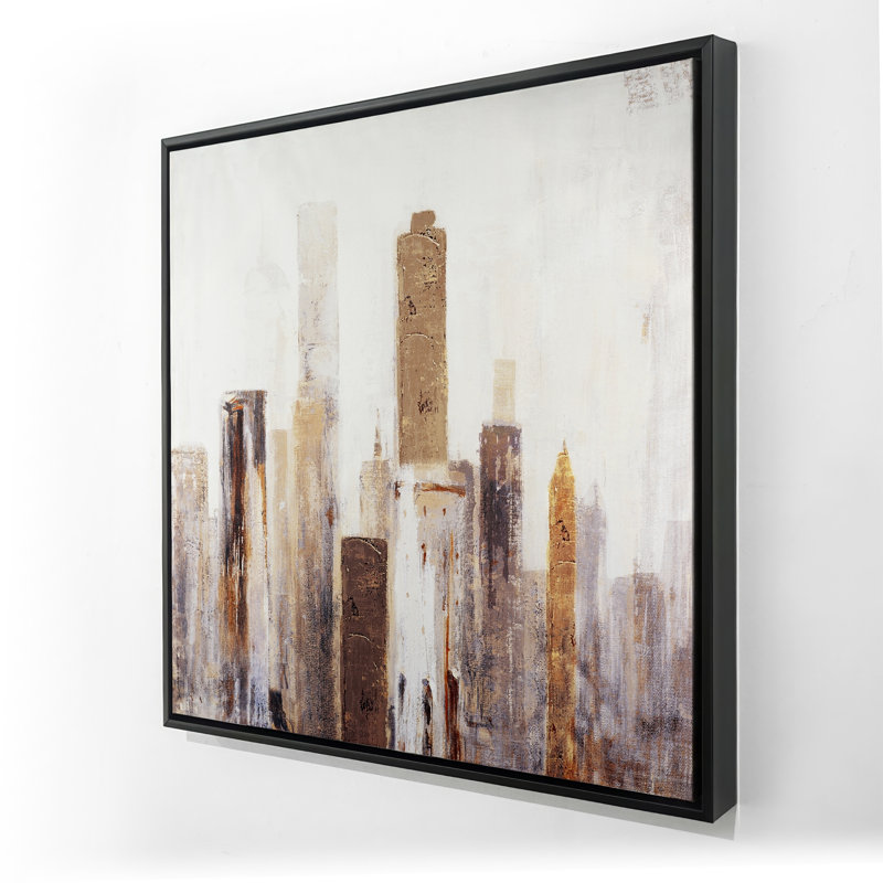 «Abstract Earthy Tones City», décor sur toile encadré moderne