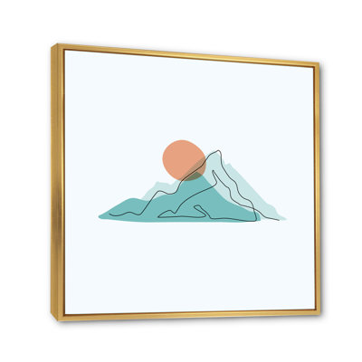 " Red Moon Over Abstract Blue Mountains II " Painting Print