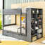Lit superposé en bois Huesman avec deux tiroirs de rangement et tablettes multicouches-1859795784-1859795786
