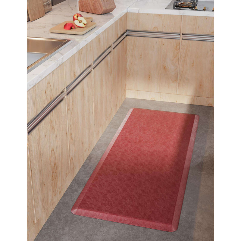 Bodington Modern Solid Color Water Resistant Non-Skid Kitchen Mat, Rectangle 2' x 3', Burgundy Red