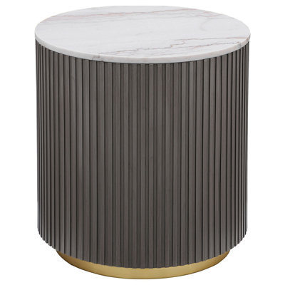 Sennewald White 3-Piece Round Marble Coffee And End Table Set
