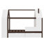 Lit plateforme simple avec tiroirs et tablettes, construction en bois massif, design enfantin, finition blanche et espresso-183097065