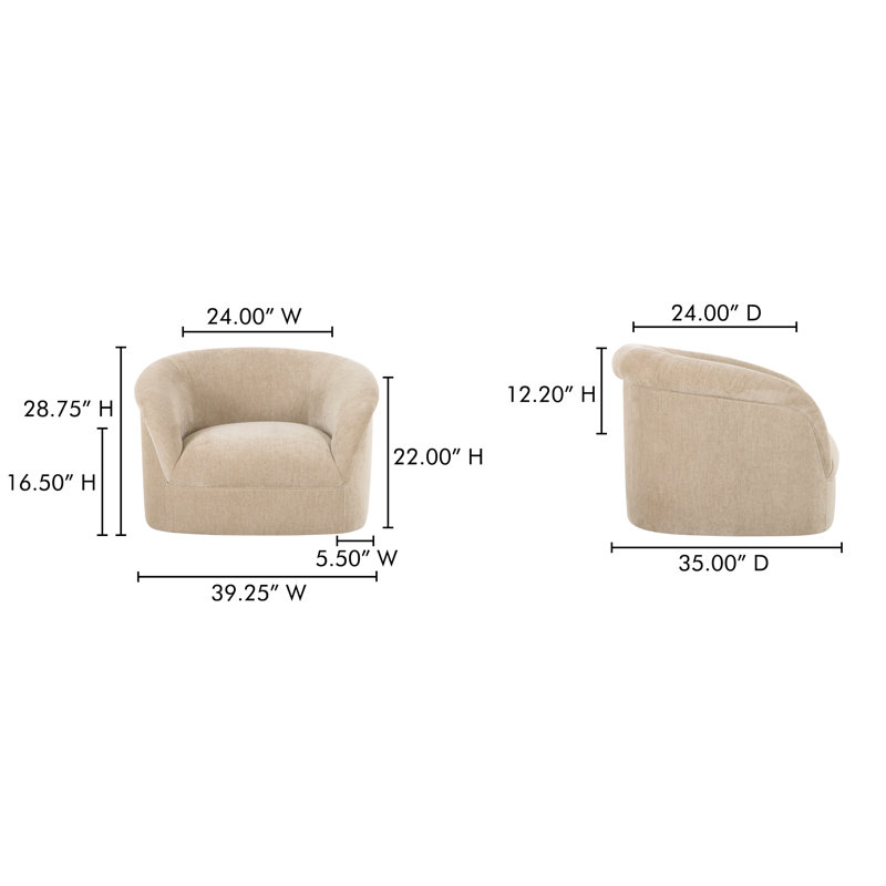 Upholstered Armchair, Beige Performance Chenille