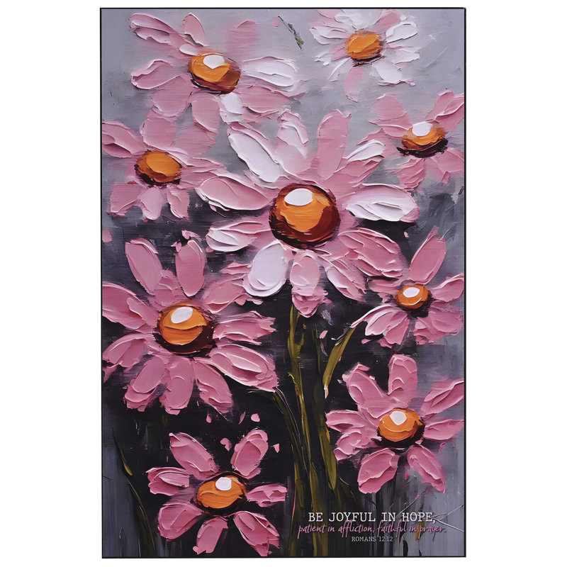 Plaque murale Joyful In Hope, fleur rose