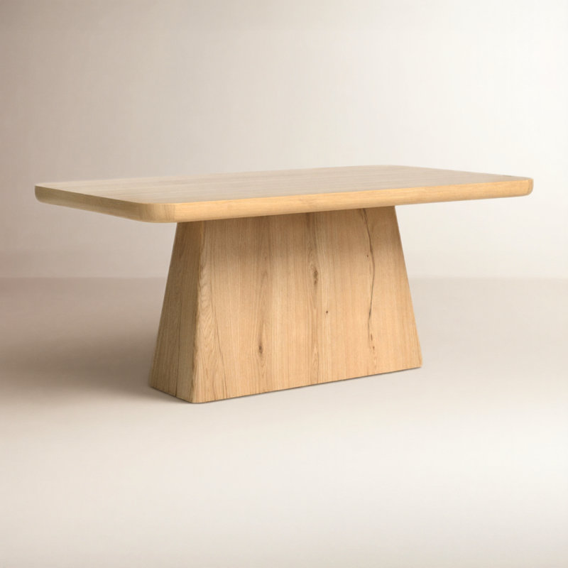 Pedestal Dining Table, Natural, 30" H x 71" L x 39" W