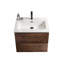 Meuble-lavabo mural en noyer de 24 po avec lavabo en céramique avec un trou de robinet, grand meuble-lavabo flottant de rangement pour salle de bain moderne, lavabo une pièce sans drain et robinet, pré-assemblé-143612846