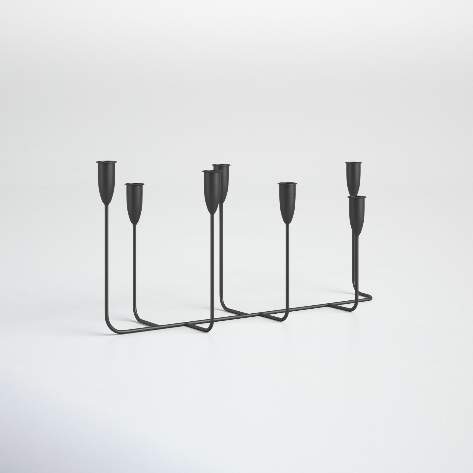 Galya Metal Candelabra, Black, 9.65" H 21.2" W x 8.05" D