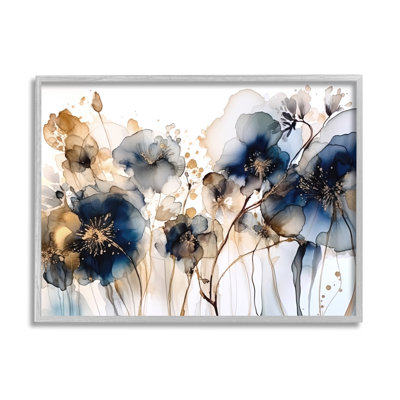Impression sur toile bleu marine et or