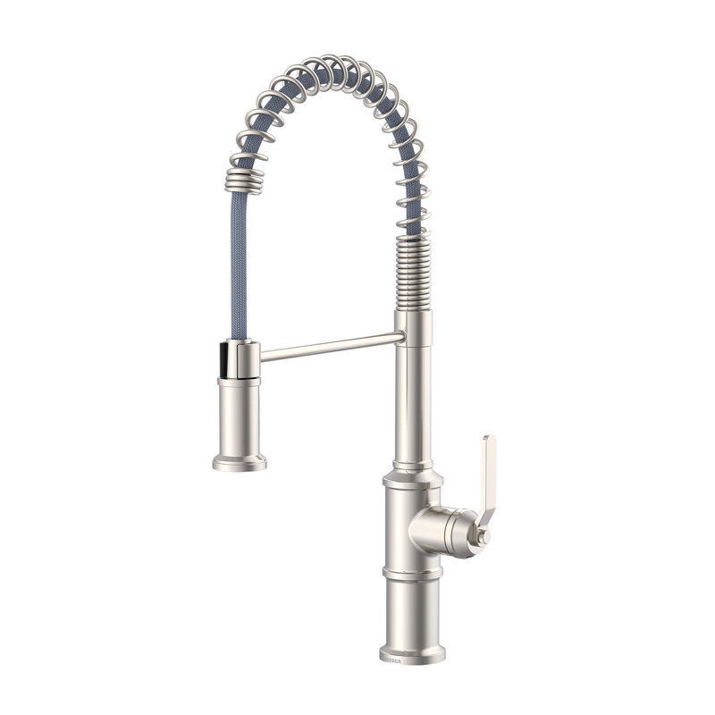 Kinzie Single Handle Pre-Rinse Spring Pull Down Sprayer Kitchen Faucet, Stainless Steel