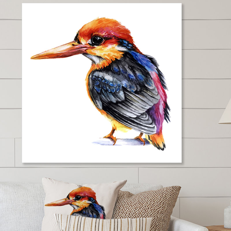 Oiseau martin-pêcheur coloré, H 30 po x l 30 po x P 1 po, Toile tendue