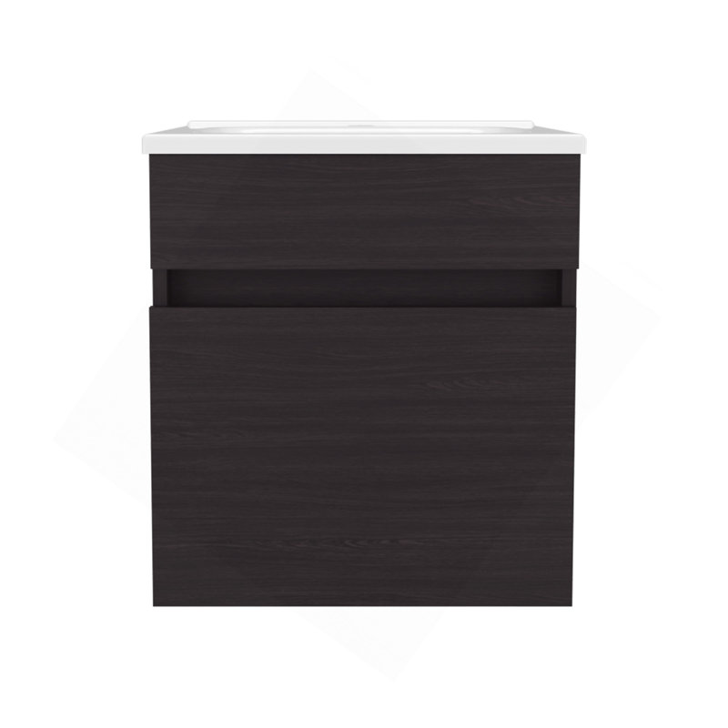 Meuble-lavabo flottant de 18 po avec une armoire et deux tablettes Primavera, Noir