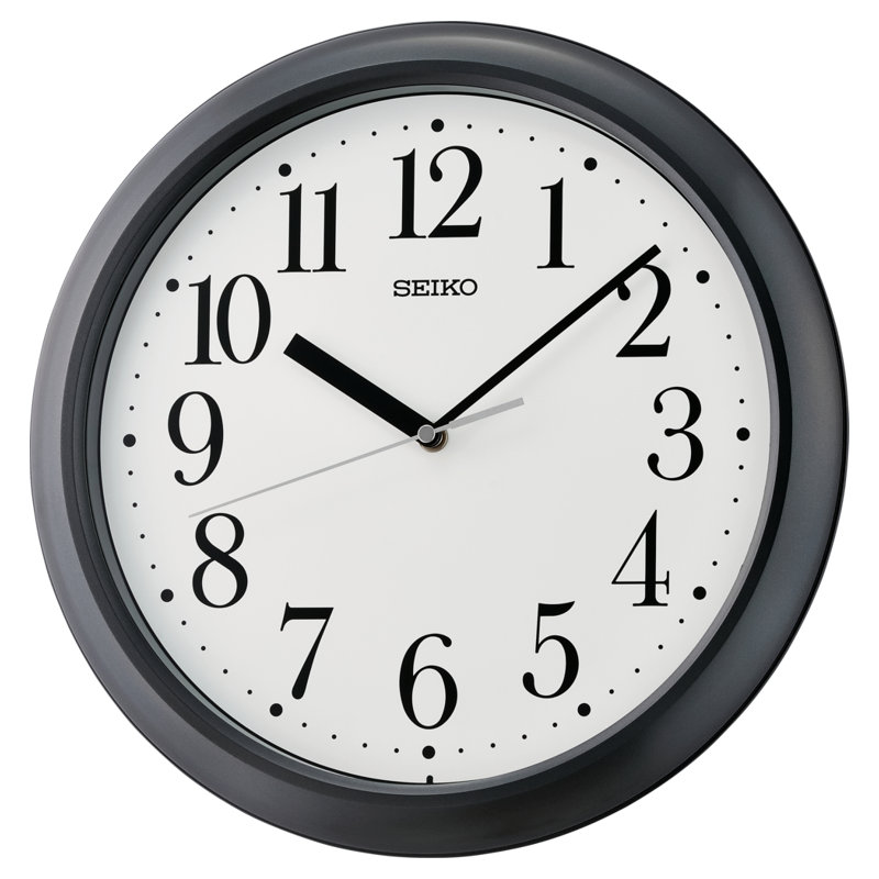 QXA787KLH Wall Clock, Metallic Black, Gray