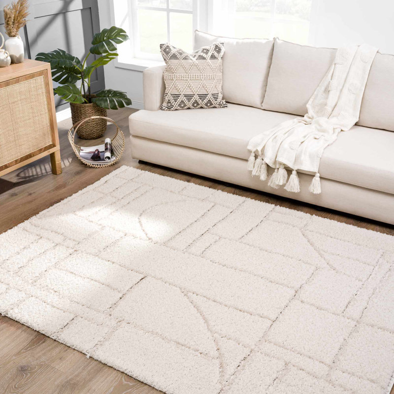 Tapis crème à motif abstrait Kamarin, Rectangle 2 pi x 3 pi