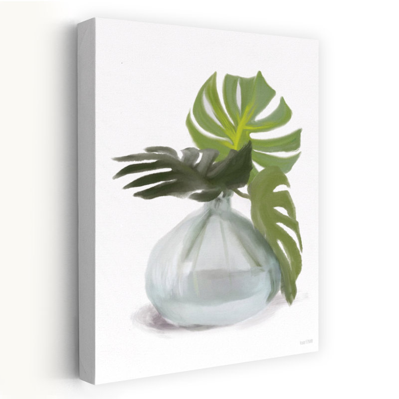 «Monstera Leaf Vase Abstract Contemporary Landscape Art», H 36 po x l 24 po