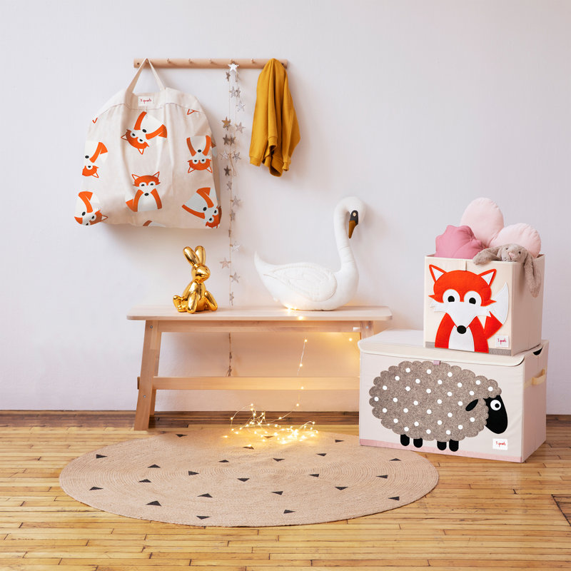 3 Sprouts Collapsible Toy Chest Storage Bin for Kids Playroom, Sheep