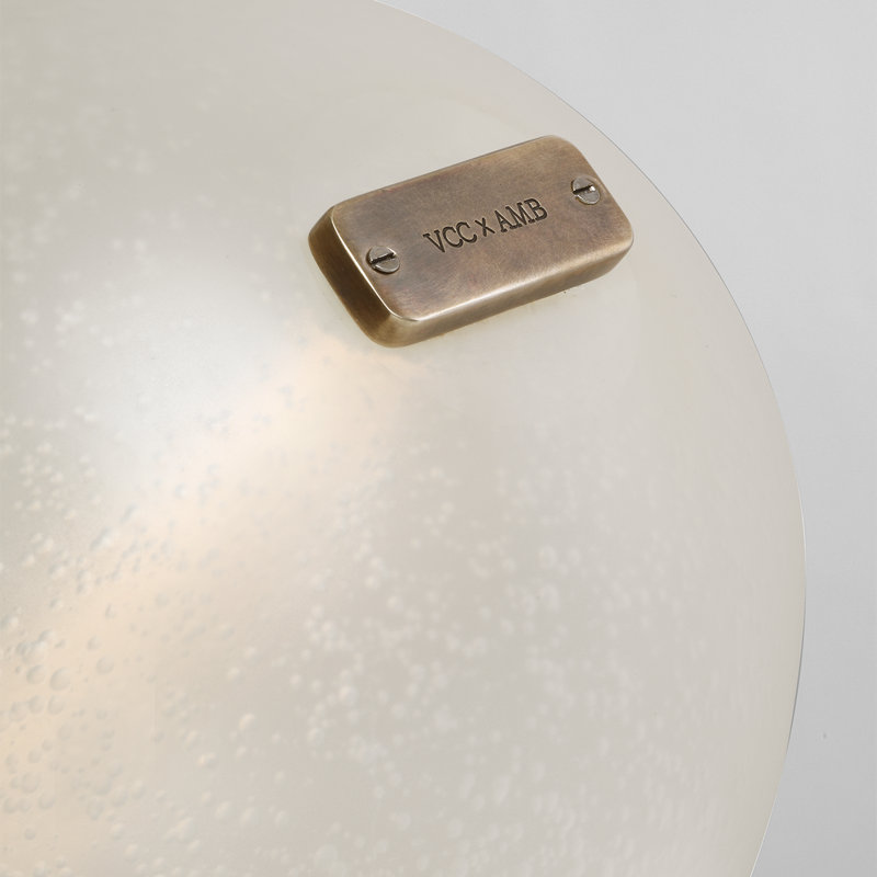 Anne-Marie Barton Dune Belted Light with Fizzy Nude Glass, Russet Suede/Mottled Brass