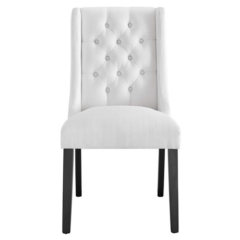Modway Baronet Button Tufted Fabric Dining Chair, Fabric White