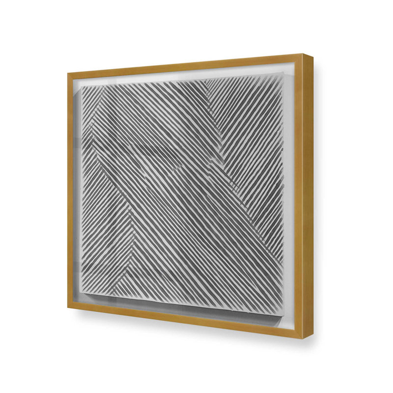 Illusion linéaire II, H 21,75 po x l 21,75 po, Cadre simple en or poli