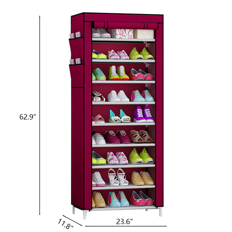 30 Pair Stackable Shoe Rack, Wine Red
