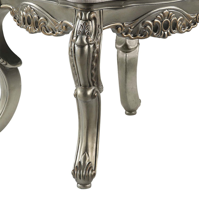 Table de bout Miliani, plateau en marbre naturel et finition bronze antique