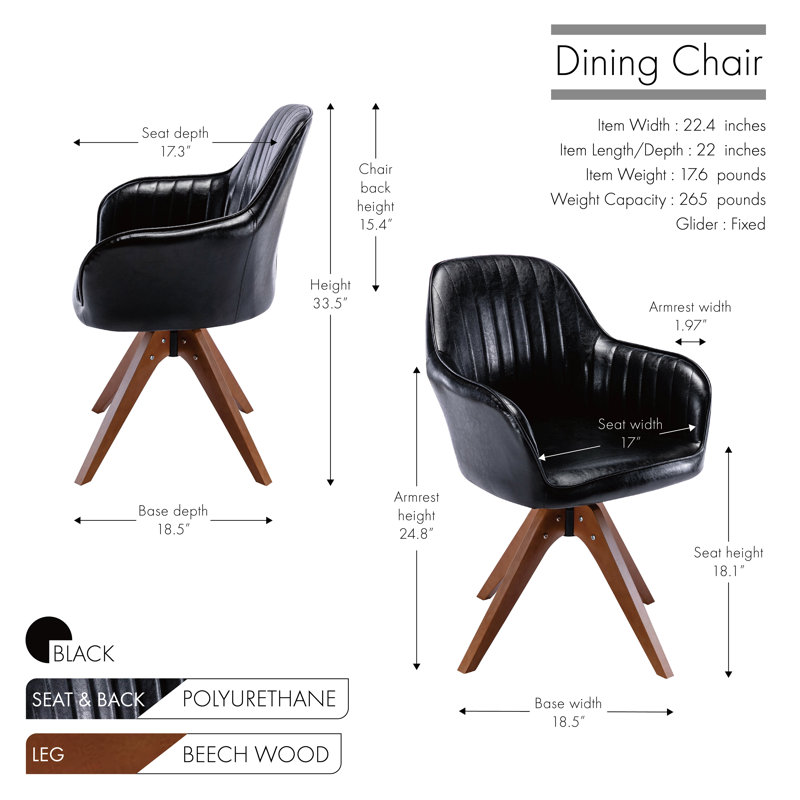 45.97cm H Upholstered Armchair, Black PU