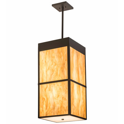 Luminaire suspendu rectangulaire à 4 lumières avec abat-jour