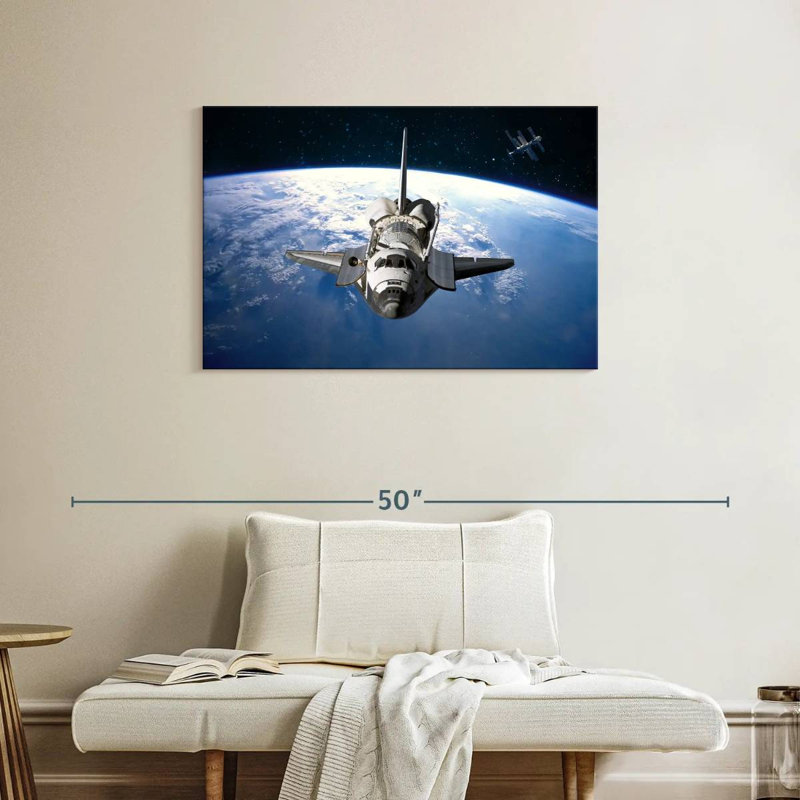 Oberle Space Shuttle Orbiting Earth, 24" H x 36" W