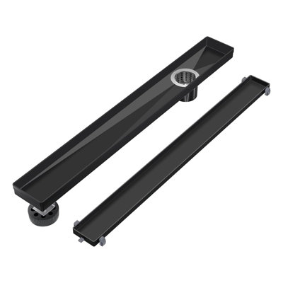 Drain de douche linéaire de 36 pouces, couvercle réversible 2-en-1 à insert plat / carrelage - Drain de plancher en acier inoxydable 304 avec crépine amovible, conception facile à nettoyer pour la salle de bain, la buanderie et le balcon