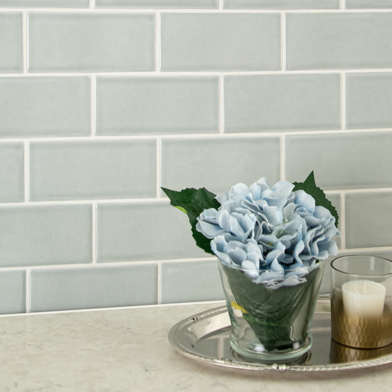 Subway 3 in. x 6 in. Glossy Ceramic Wall Tile, Mistfall