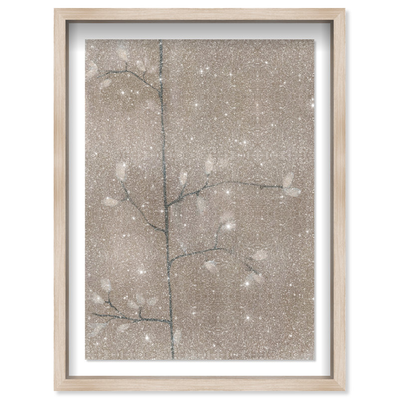 Blossoming Twig II Shadowbox Floral & Botanical Print by Oliver Gal, Black Frame, 10 x 15, 37.5"H x 25.5"W, Natural Oak Frame