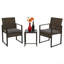 Ensemble 3 pièces en rotin moderne avec table et coussins Modern