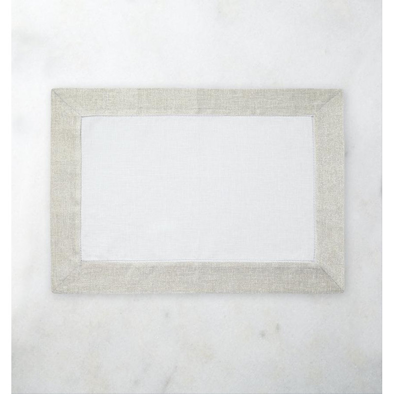 Filetto Rectangle Placemats, White/Gold