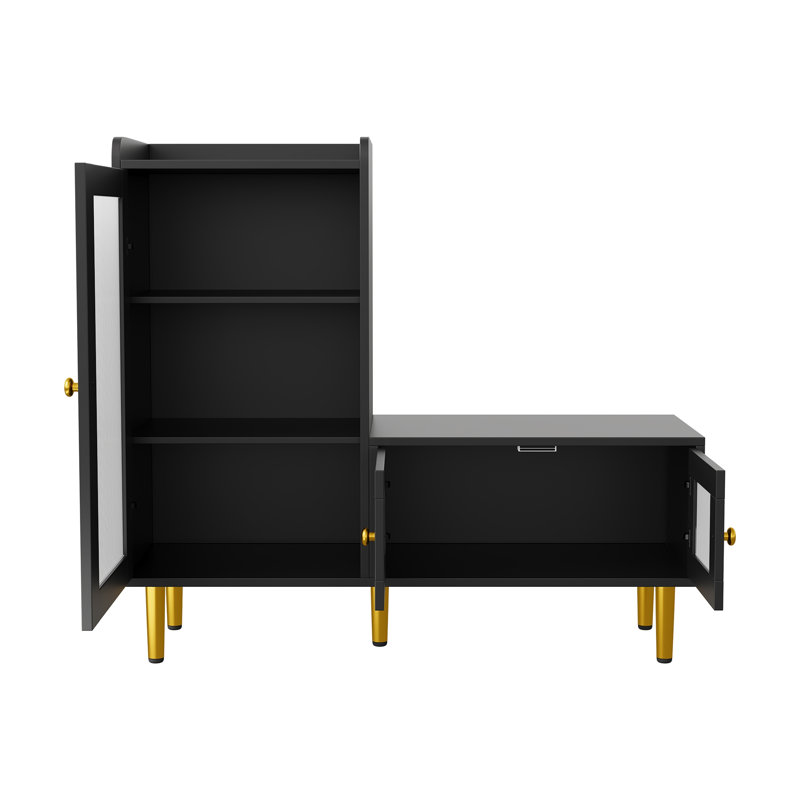 9 Pair Shoe Storage Cabinet, Black