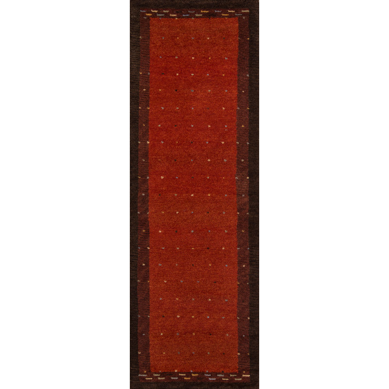 Desert Gabbeh Hand Knotted Wool Polka Dots Area Rug, Runner 2'6" x 8'
