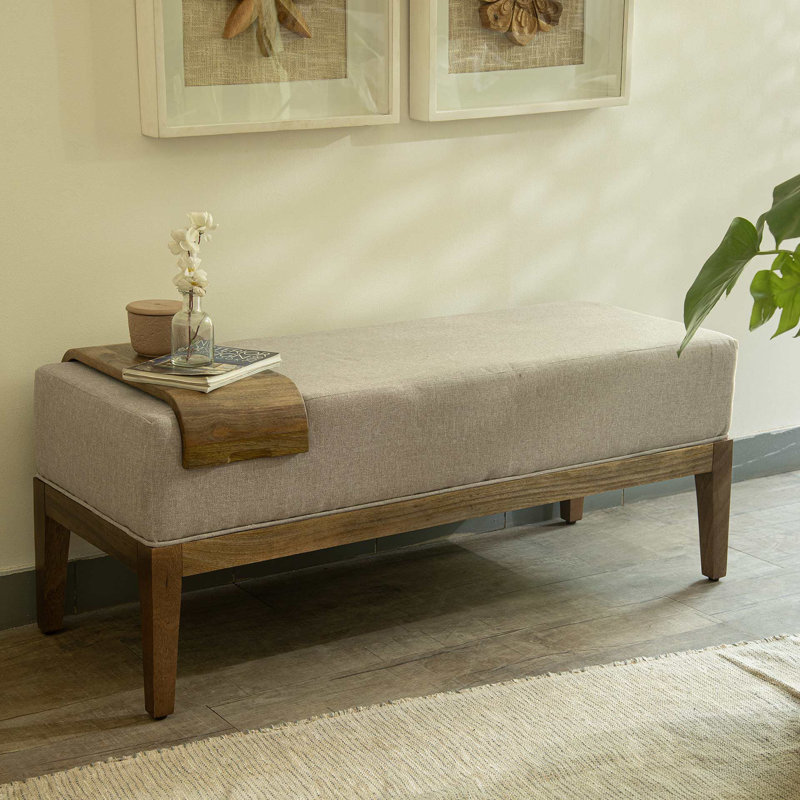 Bench | Upholstered Wooden Bench with Wooden Slider | Premium Bench for Home and Kitchen, 44.88X16.93X18.7"