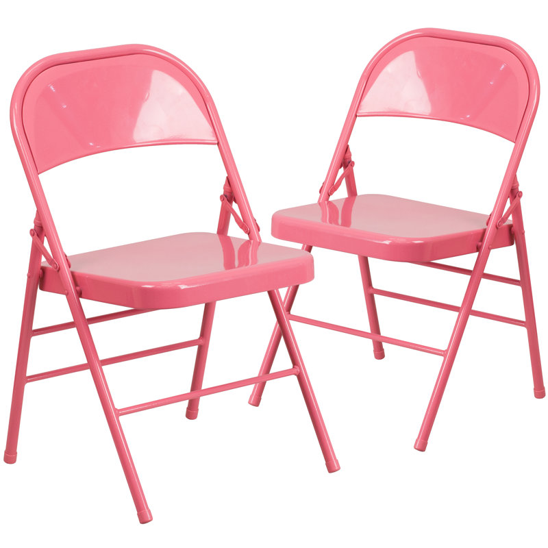 Chaise pliante en métal Oliverson, Rose