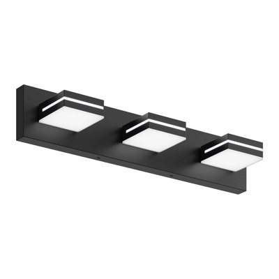 3-Light Dimmable LED Vanity Light with 360° Rotatable Lamp Heads Black for Bathroom, Vanity, Mirror, and Living Room