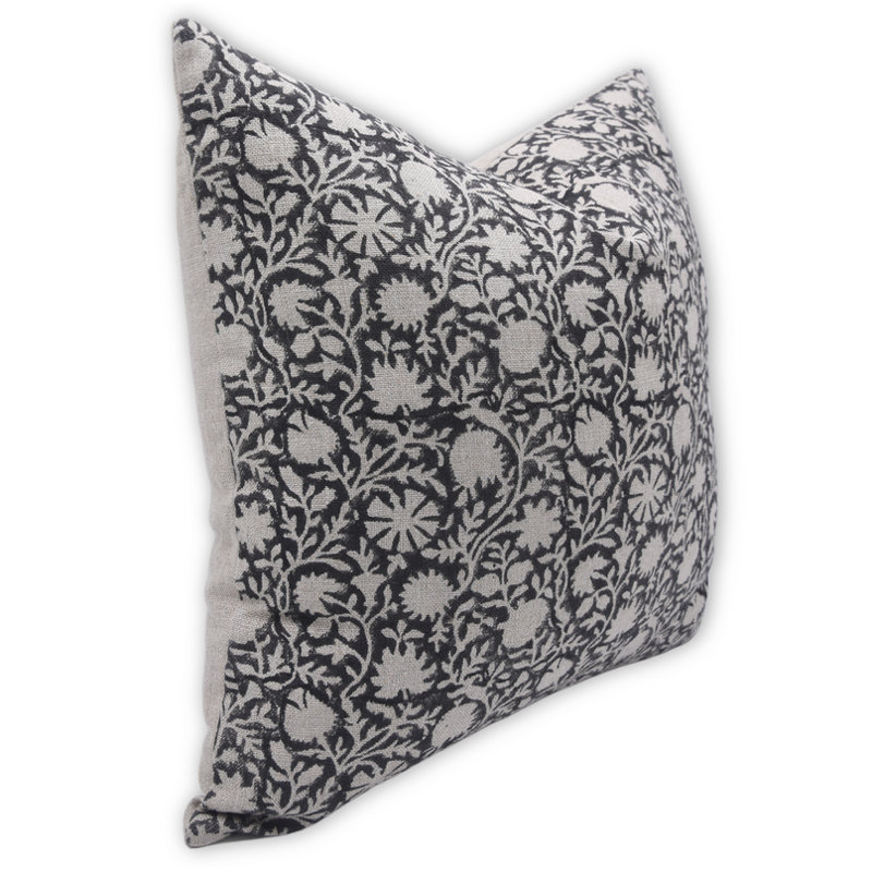  Housse et insert de coussin en lin intérieur / extérieur, H 26 po x l 26 po, Floral 2, Carré