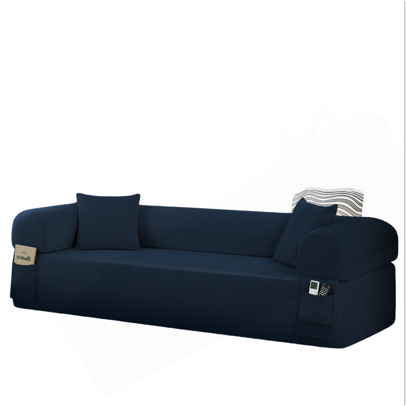 Canapé Spring avec tissu de haute qualité, coussins et rangement - ressorts ensachés, mousse haute densité, pour le salon, l’appartement ou les clous, bleu.