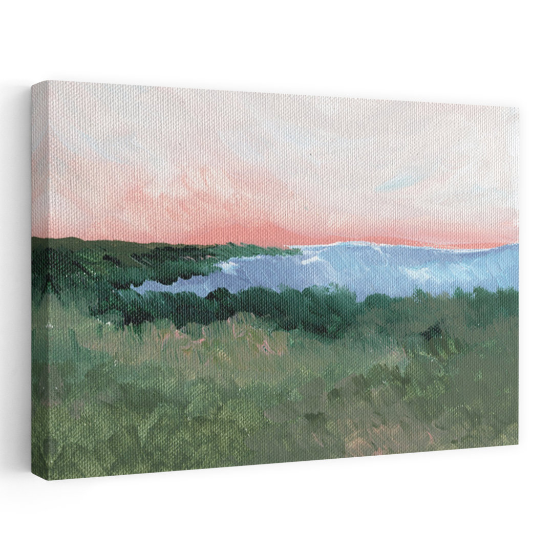 Pink Sky Coastal View Peaceful Serene Tranquil Coastal Landscape Wall Art Print