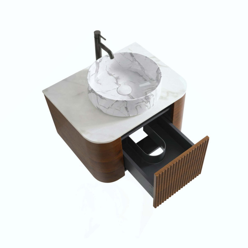 Meuble-lavabo de salle de bain avec lavabo, armoire murale avec porte-serviettes gratuit, conception de lavabo en céramique simple, sans drain et robinet, pré-assemblé